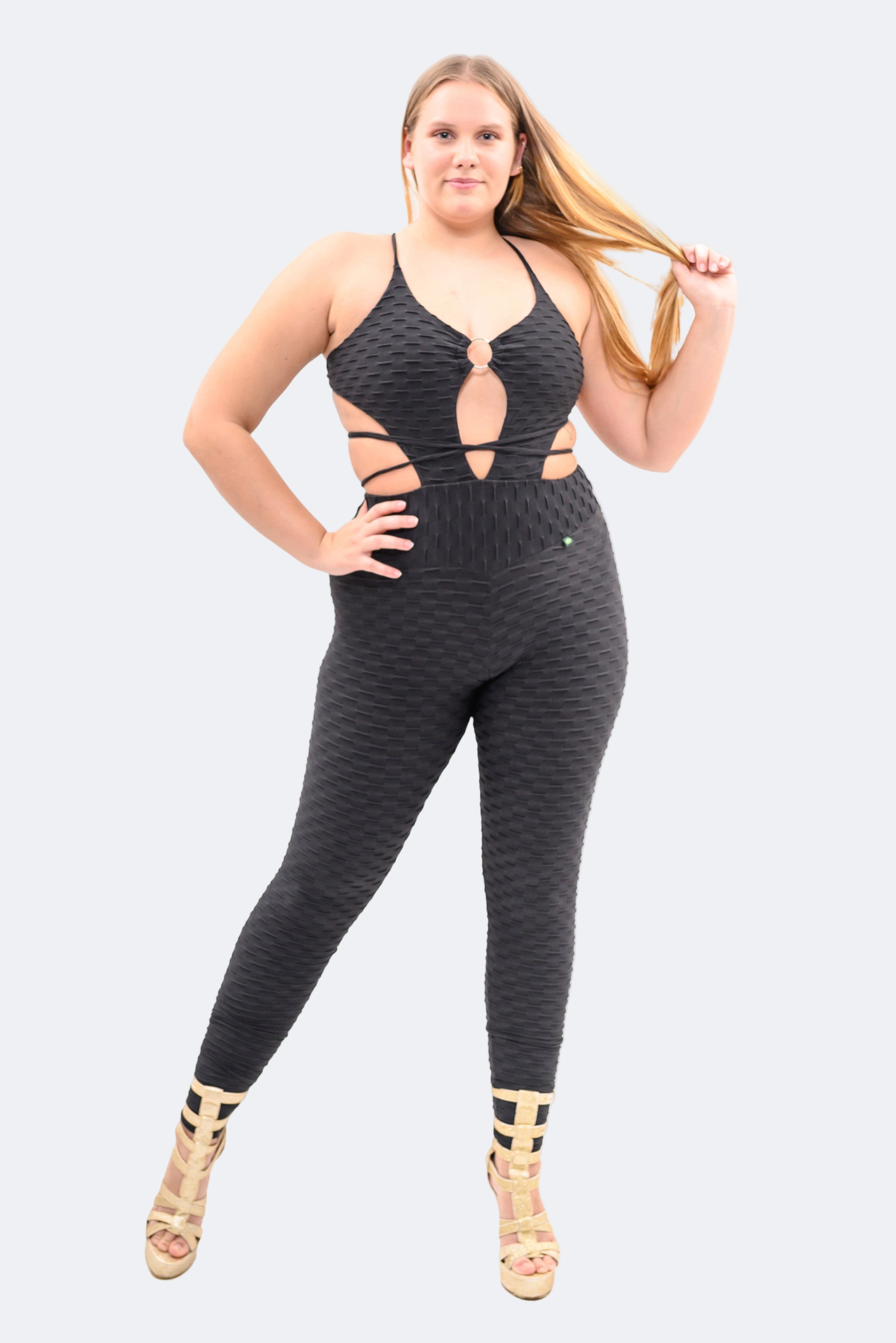 Black Jumpsuit Anti Cellulite Zero Flaws Fabric 