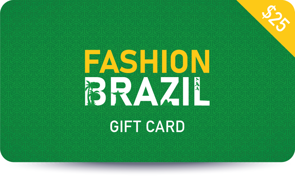 Photo of colorful gift cards with values ranging from $25 to $250, offering a flexible and stylish gifting option for Fashion Brazil activewear and beachwear online store.