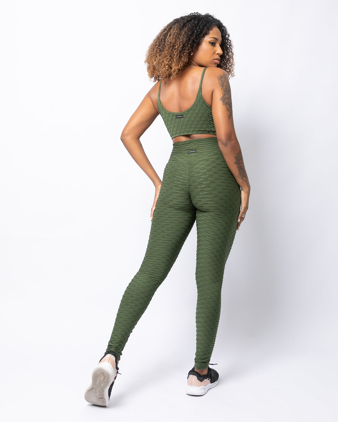 V-Waist Scrunch Booty Green Leggings